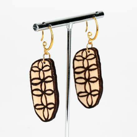 Wood Shield Earrings