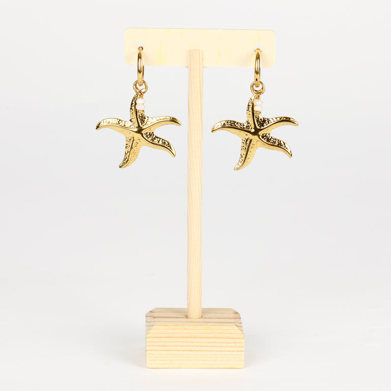 Big Starfish Freshwater Pearl Earrings
