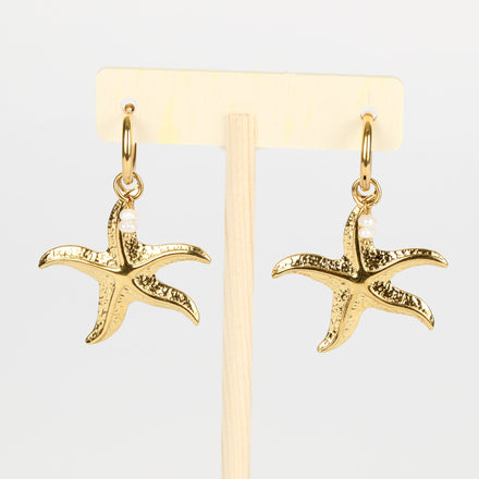 Big Starfish Freshwater Pearl Earrings