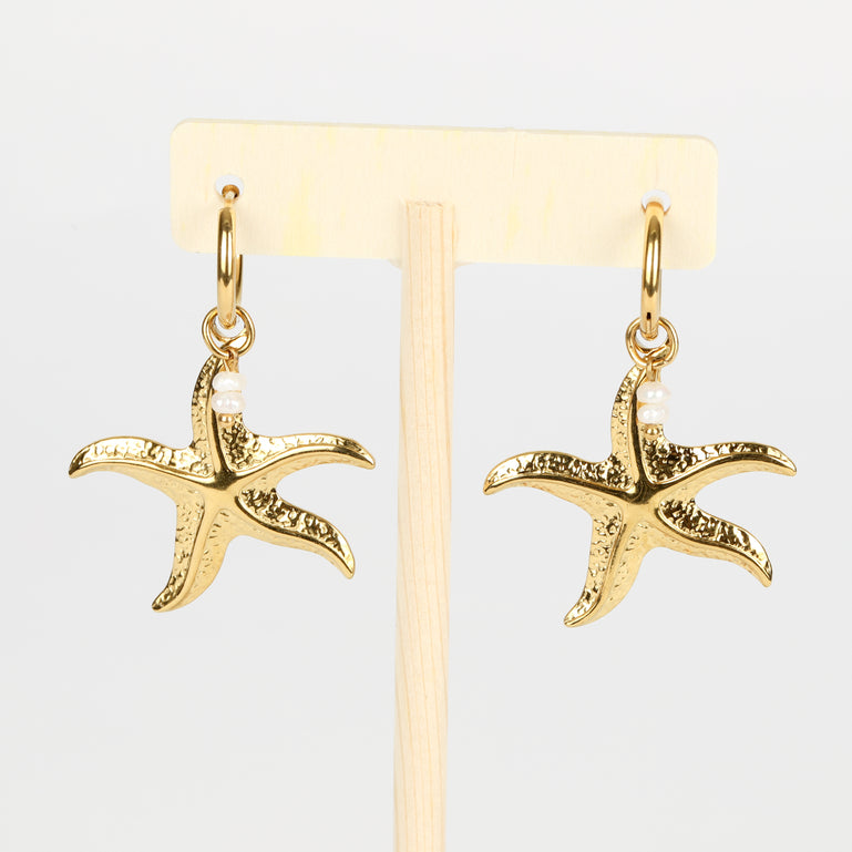 Big Starfish Freshwater Pearl Earrings