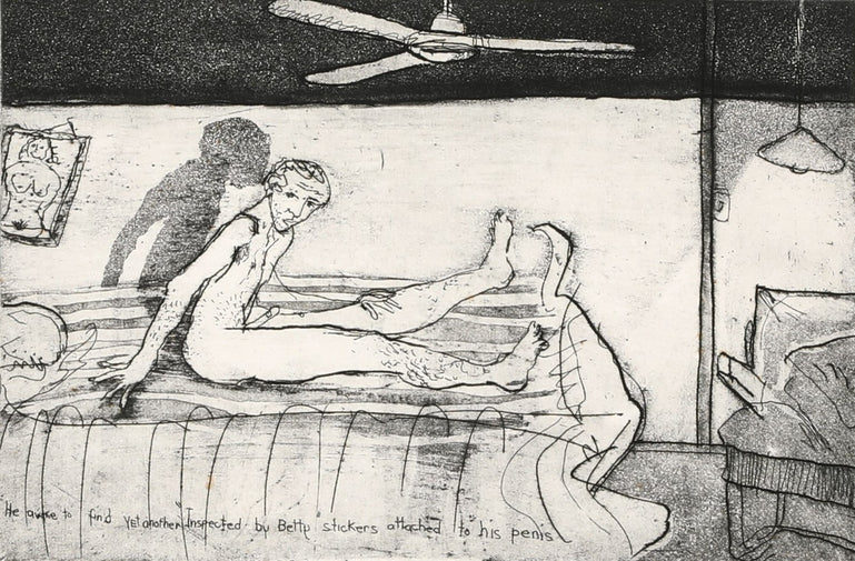 He woke to find yet another 'Inspected by Betty' sticker attached to his penis