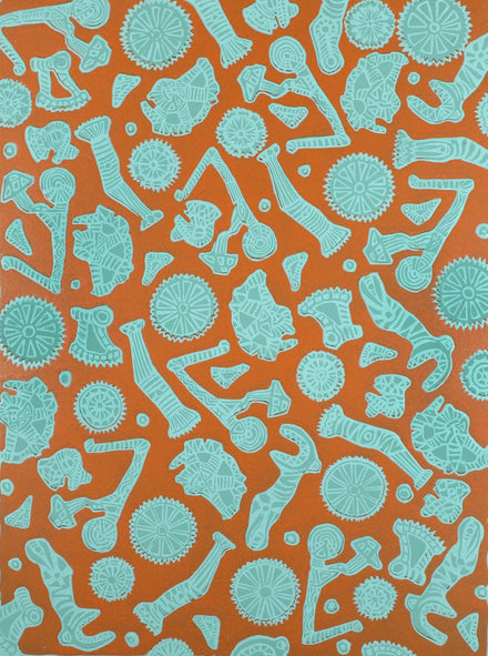 Machine Pattern (Orange/Aqua)