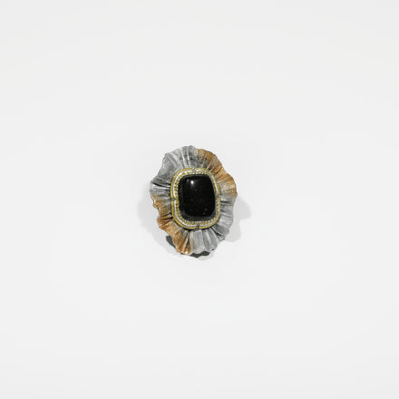 Green and Gold Stone Flower Ring