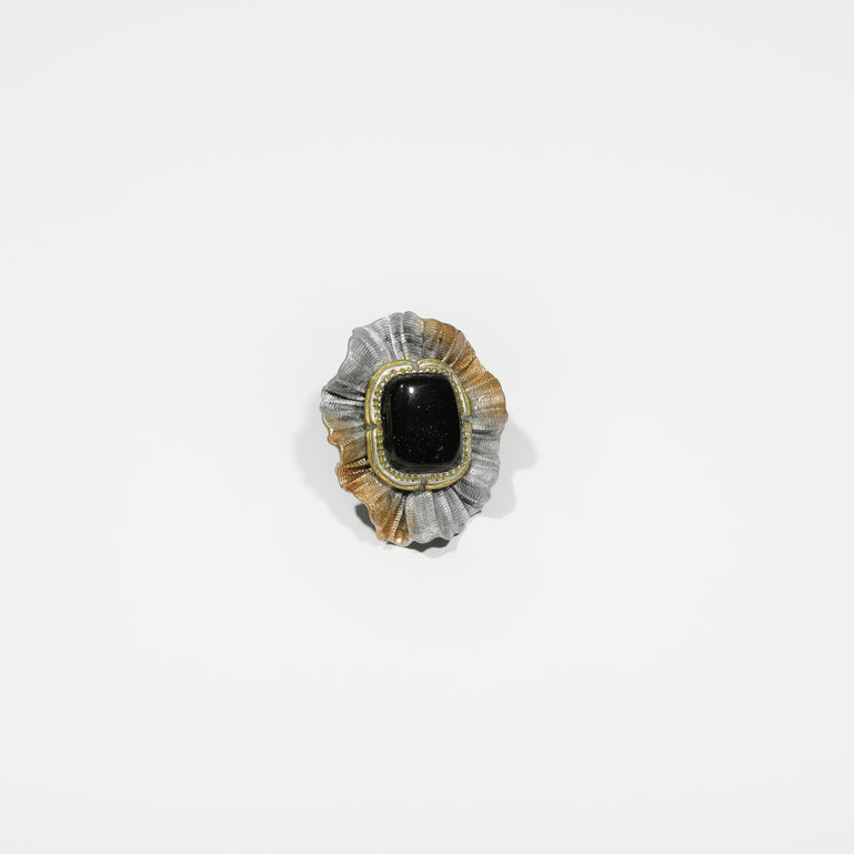 Green and Gold Stone Flower Ring
