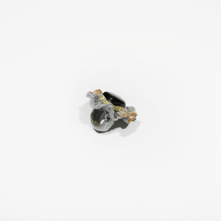 Green and Gold Stone Flower Ring