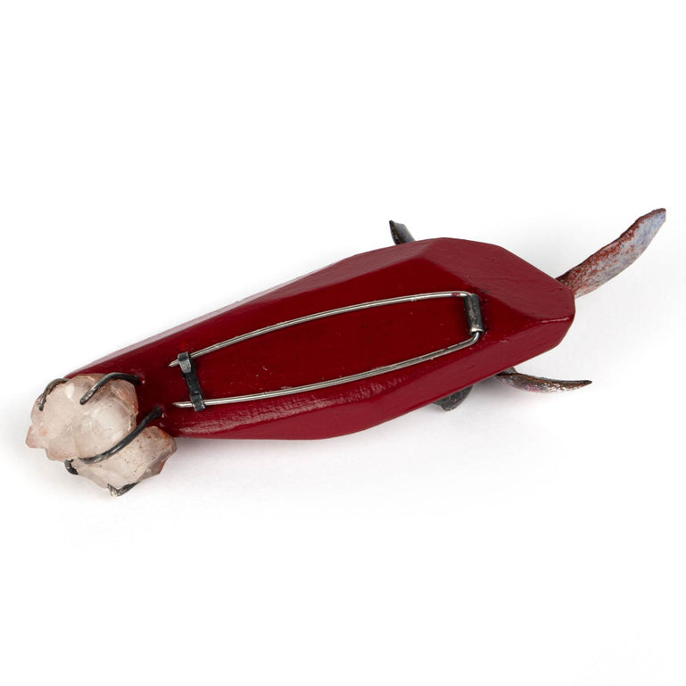 Red Wooden Brooch