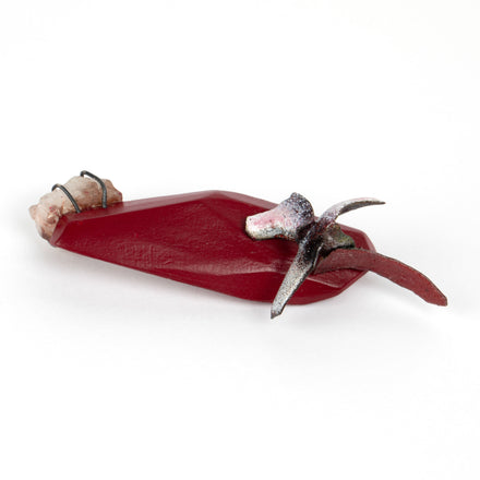 Red Wooden Brooch