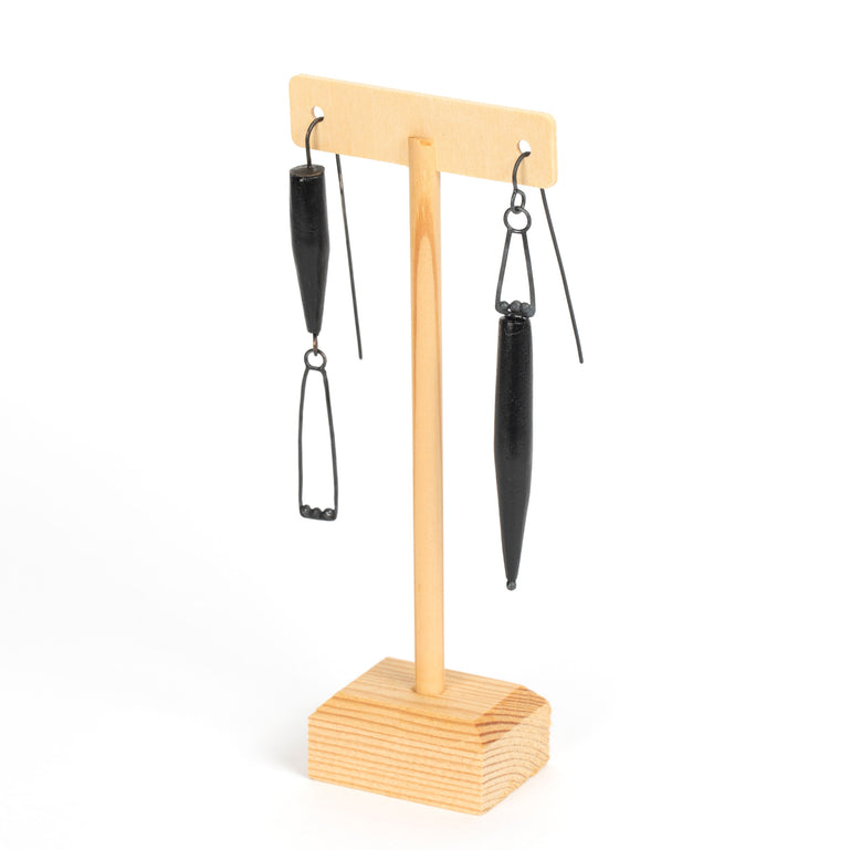 Wood and Silver Earrings