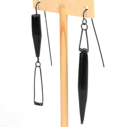 Wood and Silver Earrings