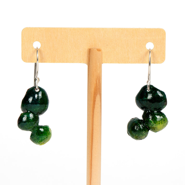 Green Enamel Copper Earrings