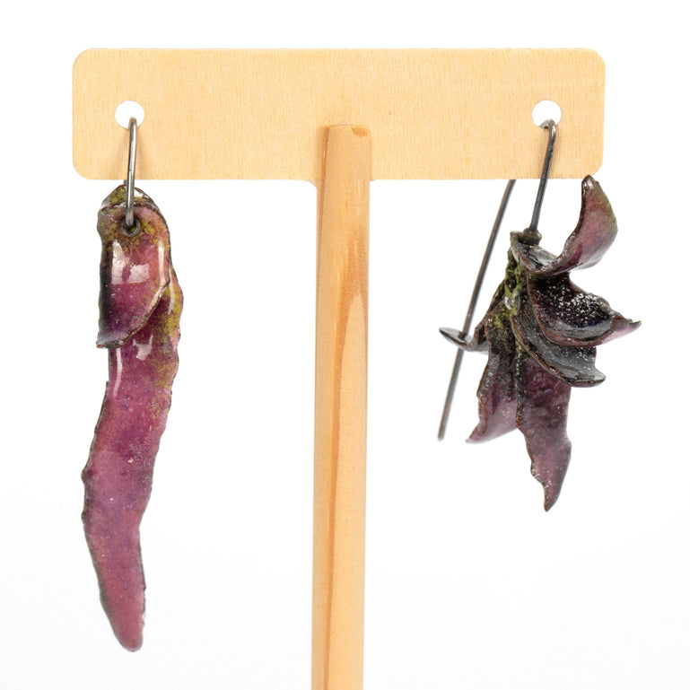Purple Enamel Copper Earrings