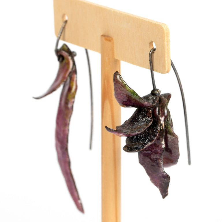Purple Enamel Copper Earrings