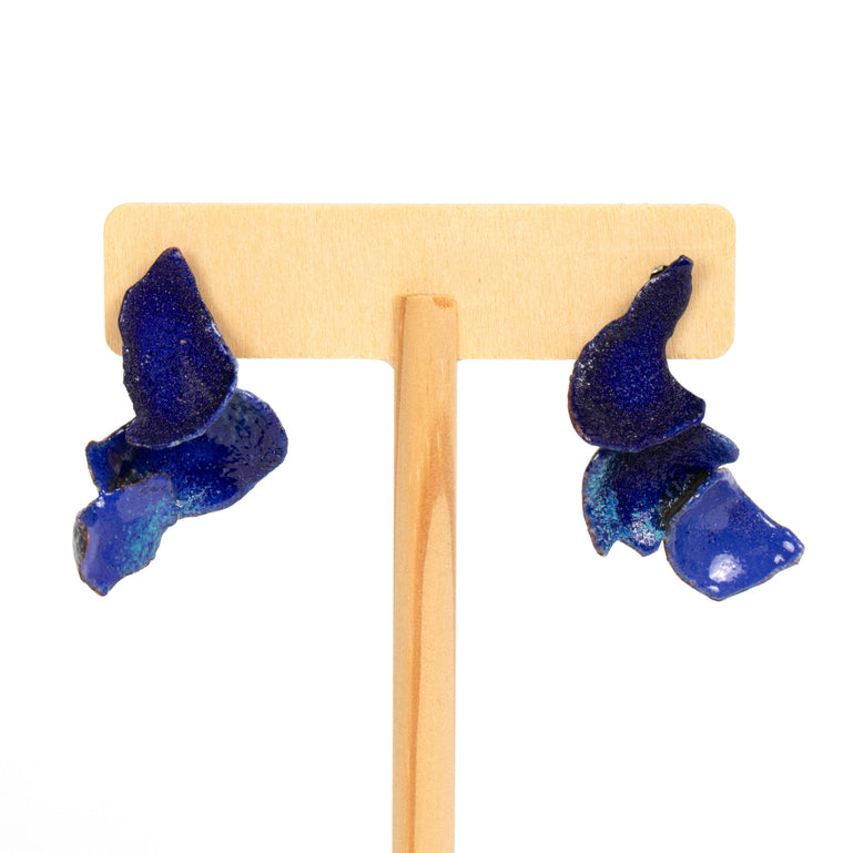 Blue Enamel Copper Earrings