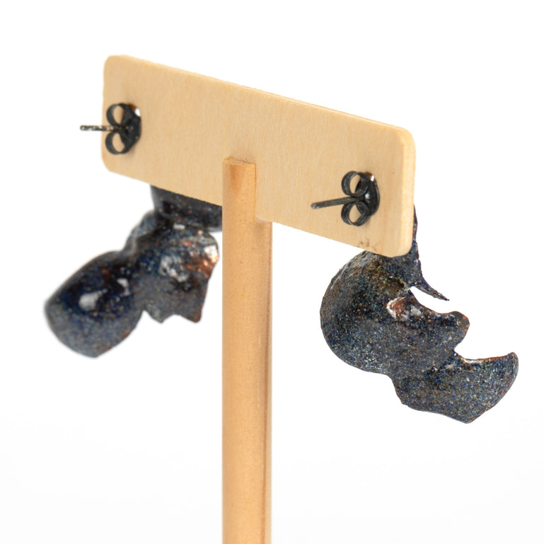Blue Enamel Copper Earrings
