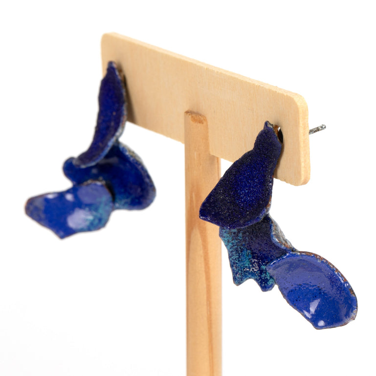 Blue Enamel Copper Earrings