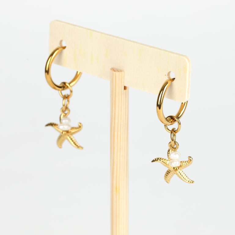 Small Starfish Freshwater Pearl Earrings