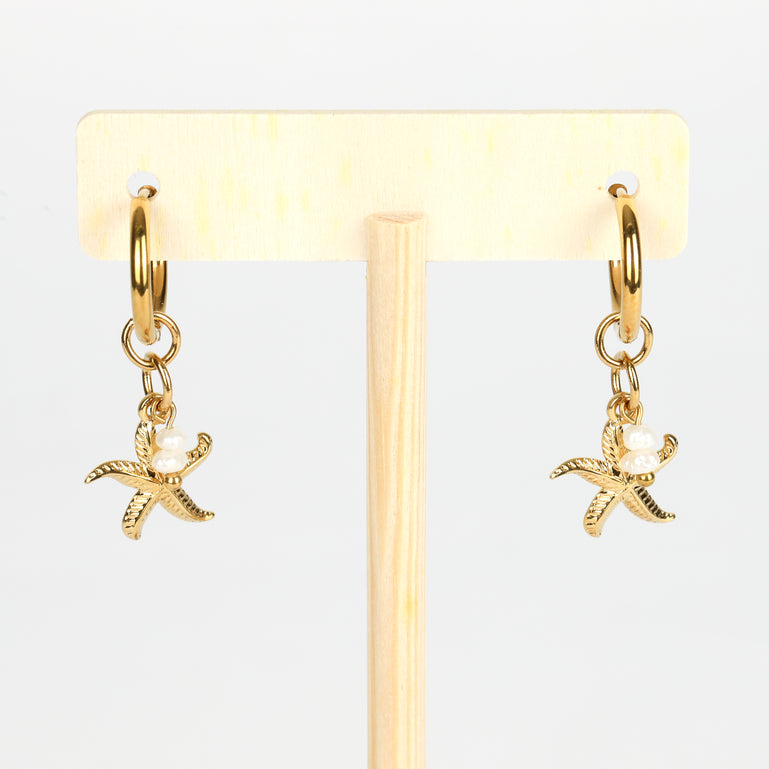 Small Starfish Freshwater Pearl Earrings